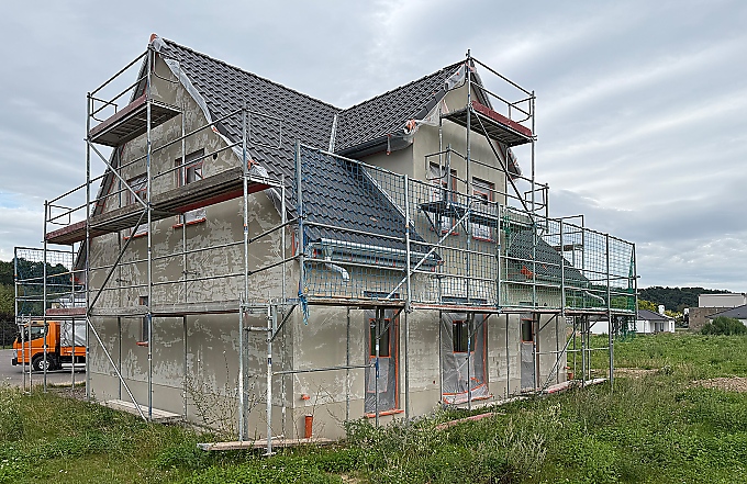 Haus im Rohbau,
 welches besichtigt werden kann