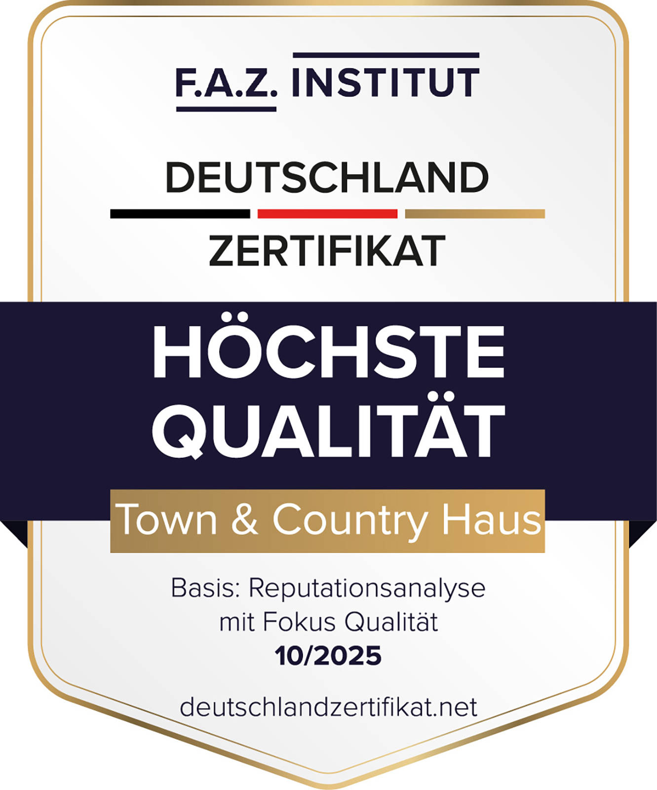 FAZ Siegel - Hoechste Qualitaet 2025 - Town-Country-Haus